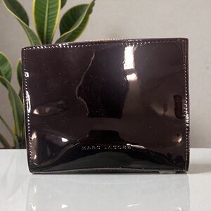 Marc Jacobs Faux Patent Leather Cosmetic Bag / Pouch Black Zipper NWT